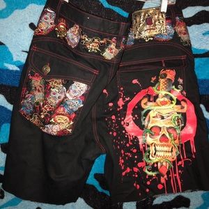 One of a kind unique skull shorts